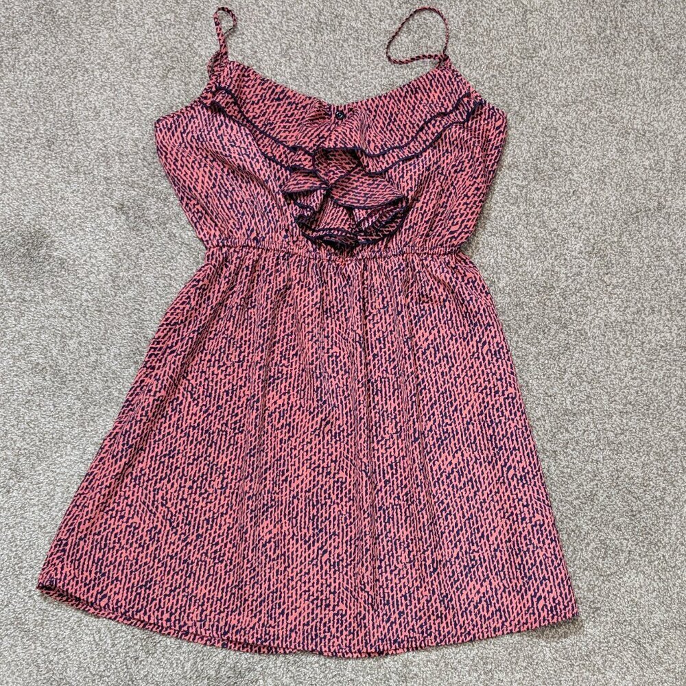 MY MICHELLE Pink Spaghetti Strap Ruffle Party Short Tank Dress; Size L